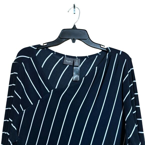 Chicos Travelers Tunic Top Womens XL Multicolor Stripe Acetate Slinky Blouse - Picture 2 of 9